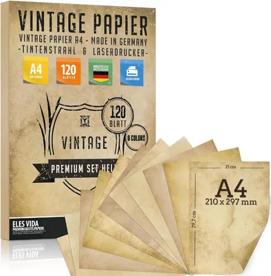 Productafbeelding van Oud papier - Vintage DIN A4 bedrukbaar - Certificaten schatkaarten knutselpapier - Kartonnen papier - Knutselen voor kaarten - Adellijke geschenken