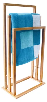 Produktbild von Handtuchhalter Badregal Handtuchständer - Bambus - 42 x 24 x 82 cm - Weiß - Für das Badezimmer