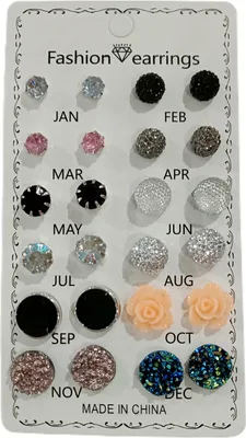 Produktbild von 12 Paar Ohrstecker, schlicht, verschleißfest, für Damen, runde Strass-Blumen-Ohrringe für Party