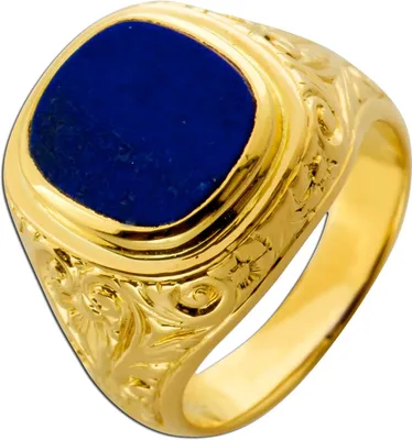 Produktbild von Siegelring Gold 750 18K blauer Lapislazuli 2.4ct Antikschmuck 18
