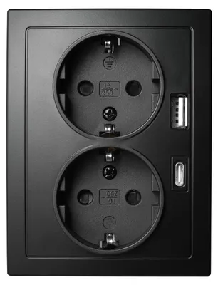 Produktbild von Schutzkontakt-Steckdose McPower Flair 2-fach 250V/16A USB-A+C PD20W schwarz