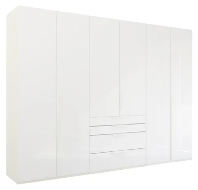 Produktbild von Kleiderschrank - 301 x 223 cm - 6 Türen - 4 Schubladen - Alpinweiß - Kristallweiß - Glas