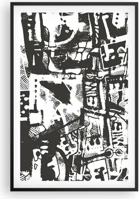 Produktbild von Gerahmtes Poster - Schwarzer Rahmen - Schwarzweiß Figuren Abstraktion - 61x91,5 cm - Wand Bild - Wanddeko - Wandbilder - Kunstposter - Wandposter - Bilderrahmen - Bilder - Kunstdruck - P2BPA61x91-5125