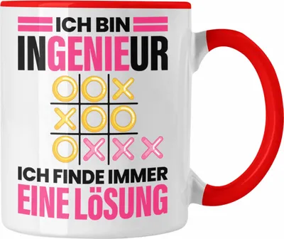 Produktbild von Trendation - Ingenieurin Tasse Geschenk für Ingenieur Geschenk Frau Frauen Spruch Ich Finde Immer Eine Lösung (Rot)
