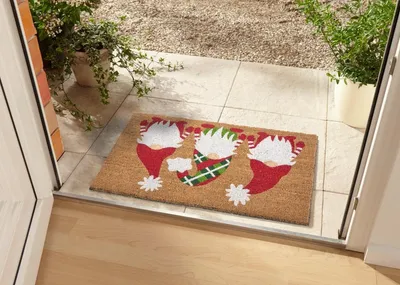 Image de 45x75 cm Paillasson 3 nains de Noël 105674 - pour l'extérieur et la maison