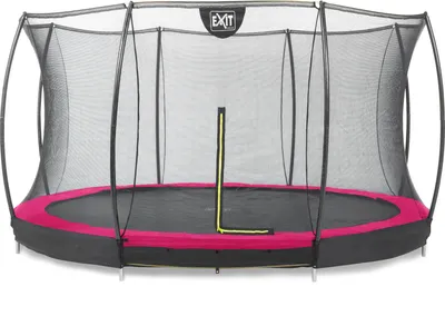 Image de EXIT Silhouette Trampoline ø427cm – avec Filet de sécurité – Enterré – Rond – pour Enfants – Rose
