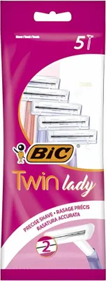 Produktbild von Bic – Twin Lady – Rasierklingen – Doppelklinge – Einwegklingen – 5 Rasierklingen - 1 Stück