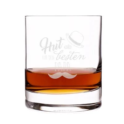 Produktbild von Graviertes Whiskyglas für Väter "Hut ab für den besten Papa" - Geschenk zum Vatertag