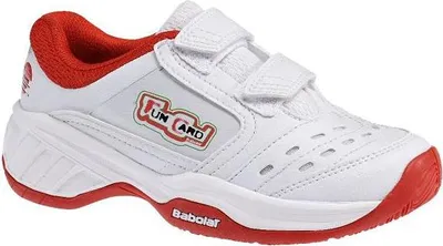 Produktbild von Babolat Drive 2 Klett All Court Junior Tennisschuhe Sportschuhe weiß/rot 32S119, Schuhgröße:28 EU