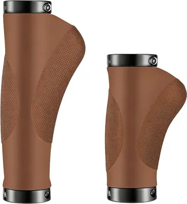 Image de Poignées de vélo ergonomiques, en caoutchouc, couleur marron, lot de 2, pour guidon
