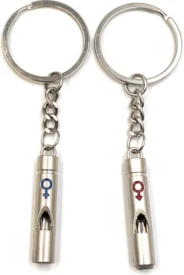 Produktbild von Onwomania Schlüsselanhänger Partner Flöte Pfeife Triller Silber Metall Anhänger Charm