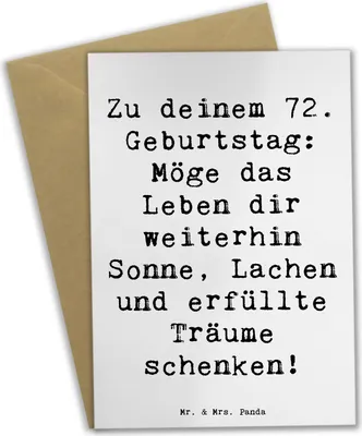Produktbild von Mr. & Mrs. Panda Grußkarte Spruch 72. Geburtstag - Weiß - Geschenk, Alter, dankeskarten, hochzeitskarten, Erinnerungen, Freude, einladungskarten, Lebensfreude
