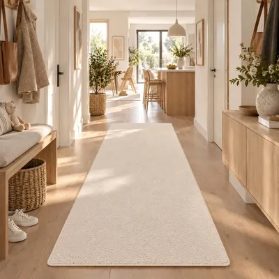 Produktbild von Natur Teppich Läufer Wolle Berber Wollweiss, Größe:80x400 cm