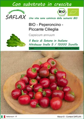 Immagine prodotto di SAFLAX  - Peperoncino - Piccante Cilieglia - 10 semi - Con substrato - Capsicum