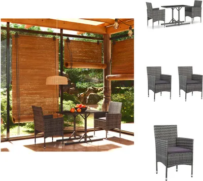 Produktbild von vidaXL 3-tlg. Garten-Essgruppe Grau -  Gartenmöbel-Sets