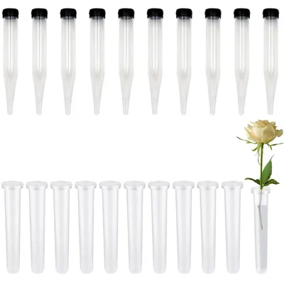 Blumenröhrchen 20 Stück transparent 11 x 2,5 cm Kunststoff
