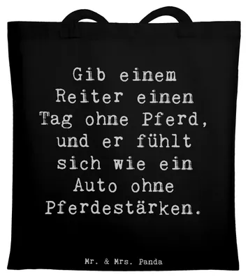 Produktbild von Mr. & Mrs. Panda Jutebeutel Spruch Reitsport Liebe - Schwarz - Geschenk, Pferdesport, Schultasche, Pferde, Laptoptasche, Sportler, Beutel, Shopping Tasche, Teamsport