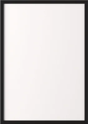 A black picture frame with a white background.