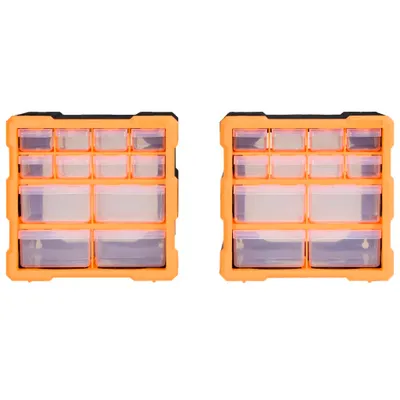 Image de vidaXL Organisateur multi-tiroirs 2 pcs. 12 tiroirs 26,5x16x26 cm