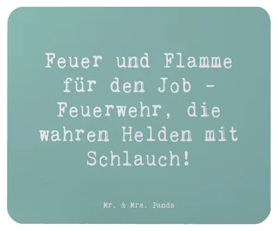 Produktbild von Mr. & Mrs. Panda Mouse Pad Spruch Feuerwehrmann Helden - Meeresbrise - Geschenk, pc mausunterlage, handgefertigte Geschenke, mauspad laptop, Mut, Berufsalltag, mousepad