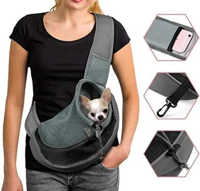 Produktbild von Transporttasche mit Schulterriemen für Katzen, Welpen, verstellbar, Reisetasche für kleine Tiere mit Netztasche, atmungsaktiv, tragbar, für den Markt im Freien