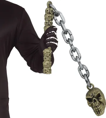 Productafbeelding van Skelet, knuppel, schedel, horror, decoratie, Halloween, accessoire, griezelige decoratie, realistisch ontwerp, sfeer van een kerkhof, kleur: beige