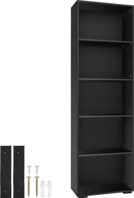 Image de Bibliothèque Lexi 5 étagères - noir