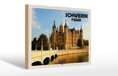 Produktbild von Holzschild Städte Schwerin Schloss Architektur 30x20cm