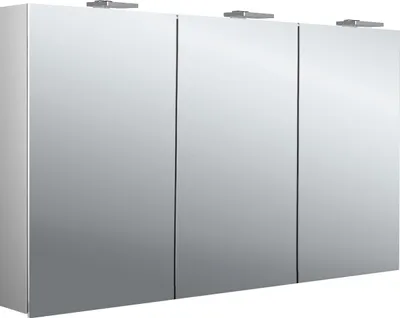 Image de emco pure 2 style Armoire de toilette avec éclairage LED avec 2 lampes à poser, 3 portes, 1300x726x258mm, 979705309