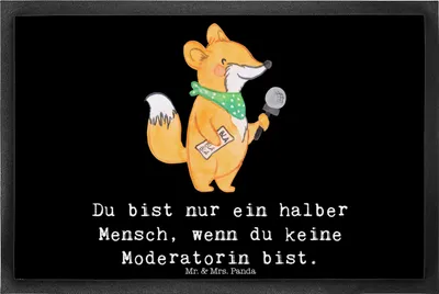 Produktbild von Mr. & Mrs. Panda fußmatte Moderatorin Herz 40 x 60 cm - Schwarz - Geschenk, Fußabtreter, Schmutzmatte, Schmutzfangmatte, Schmutzfangteppich, Outdoor-Matte