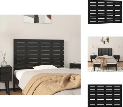 Produktbild von vidaXL Wand-Kopfteil Schwarz 106x3x63 cm Massivholz Kiefer -  Kopf- & Fußenden