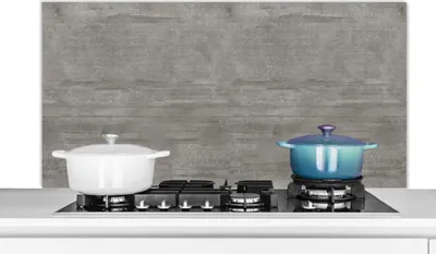 Obrázek produktu pro KitchenYeah® Splashback kitchen - Kuchyňský splashback - Ochrana stěny sporáku a dřezu - Vzor - Beton - Šedá 120x60 - Alu-Dibond (alternativa ke skleněnému splashbacku) - Tepelně odolný - Splashback na sporák