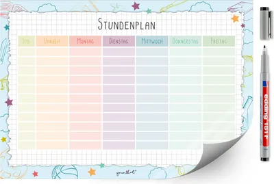 Produktbild von younikat Stundenplan abwischbar selbstklebend I Bunt I inkl. Stift I wiederbeschreibbar I Schulanfang I dv_1055
