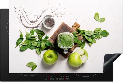 Produktbild von KitchenYeah© Herdabdeckplatte Kräuter - Apfel - Smoothie , 81x52cm, Küche Deko, Glaskeramikkochfeld Herdabdeckung, Abdeckplatte fùr Kochfeld
