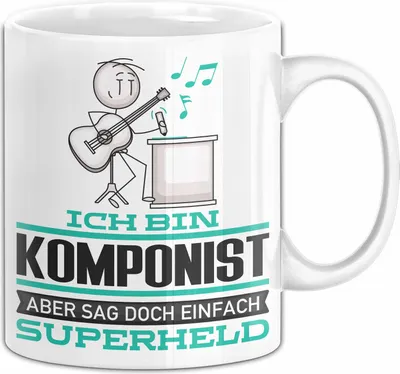 Produktbild von Komponist Geschenk Tasse Ich Bin Komponist Aber Sag Doch Einfach Superheld Lustige Geschenkdiee für Komponist Kaffee-Becher (Weiß)