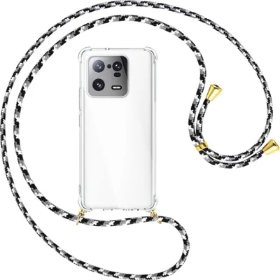 Produktbild von Handykette Backcover-Schutzhülle mit Band (Metall goldfarben) für Xiaomi 13 Pro (6.73'') - schwarz/grau/weiß