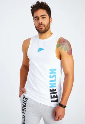 Produktbild von Leif Nelson Stringer Herren Gym-Stringer LN-8283, Weiß Türkis / S