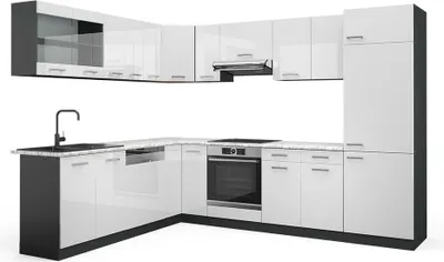 Produktbild von Eckküche Vicco R-Line Weiß Hochglanz/Anthrazit 287 x 60 cm , AP Marmor, Model 42936