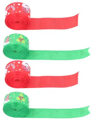 Produktbild von 4er-Pack Geschenkband aus hochwertigem Polyester, leuchtende Farben, exquisites Muster, vielseitig einsetzbar, zum Verpacken