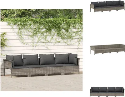 Productafbeelding van vidaXL 4-delige loungeset voor de tuin met kussens, grijs, polyrotan - Tuinmeubelsets
