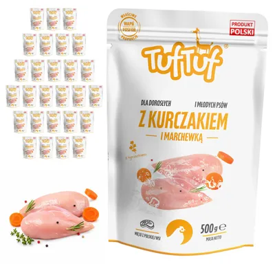 Produktbild von TufTuf | Nassfutter Huhn - Hundefutter Set 30x500g Beutel - Hunde Nassfutter fur Hund