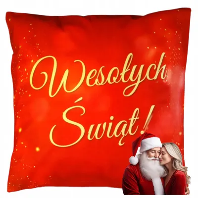 Produktbild von HomeView Dekorative Weihnachtskissenhülle "Wesołych Świąt" 40x40 cm