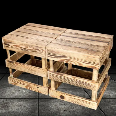Produktbild von 2 geflammte Holzhocker, rustikal, eckig / 42x42x45 cm / Beistellmöbel, Beistelltisch Couch