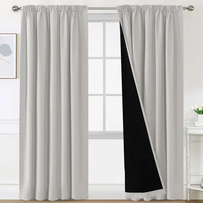 Image de Rideaux occultants pour l'intérieur - 2 pièces - Isolants thermiques - Insonorisants - Idéaux pour la chambre à coucher et le salon