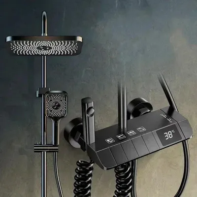 Immagine prodotto di Doucheset – Sistema doccia – Doccia a pioggia – Miscelatore termostatico – Display digitale della temperatura – Rame e acciaio inossidabile
