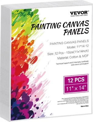 Produktbild von VEVOR Leinwandtafel (280 x 355 mm) zum Malen, 12-teilig, Baumwolle, zum Skizzieren Acryl- und Öl-Aquarellmalerei Leinwand für Profis Anfänger Weiß