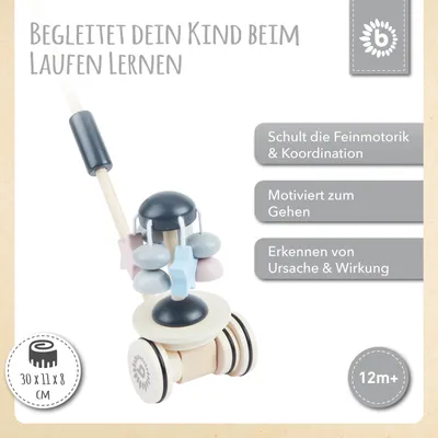 Immagine prodotto di Bieco baby walker star - giocattolo da spingere per bambini da 1 anno - giocattolo in legno per spingere - veicolo scorrevole in legno - giocattolo da spingere per bambini che camminano da 1 anno bastone da spingere per bambini figura da spingere