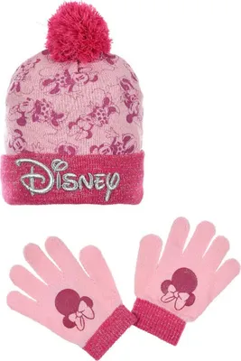 Produktbild von Disney Minnie Maus 2 teiliges Set Kinder Herbst Wintermütze plus Handschuhe – Rosa / 52