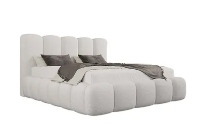 Produktbild von Emlar Polsterbett Teddy 120x200 cm - Designerbett mit Bettkasten & Lattenrost - Bouclé-Stoff - Doppelbett mit Stauraum Weiß (Quelle 01)
