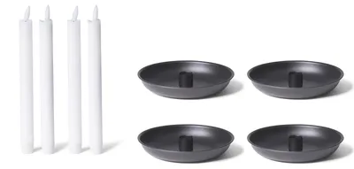 Produktbild von Novaliv 4x Kerzenhalter 15cm Metall Stabkerzenhalter SCHWARZ mit batteriebetrieben Stabkerzen LED-Kerzen Premium Tafelkerzen Kerzenständer candle holder Adventskranz weihnachtliche Tischdekoration